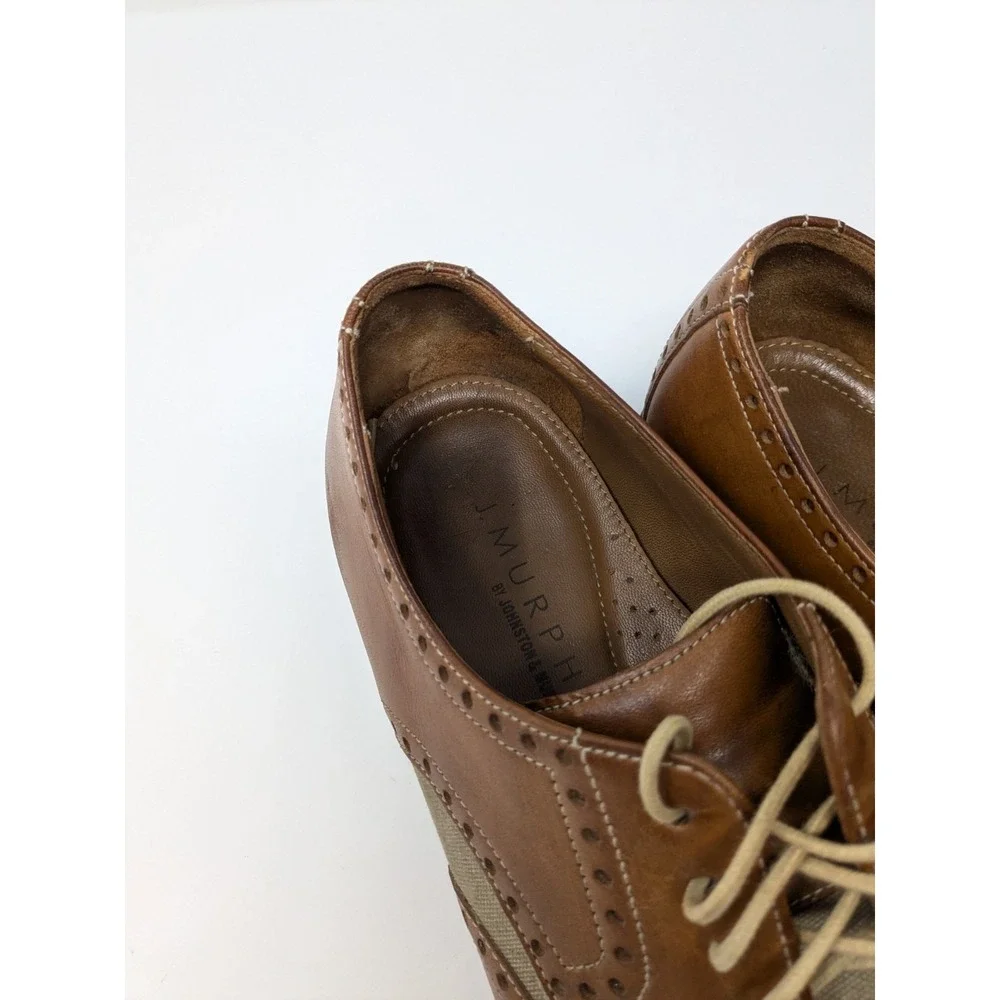 Sperry Wingtip Oxford STS10161 Tan Leather Linen Dress Shoes Mens‎ 10